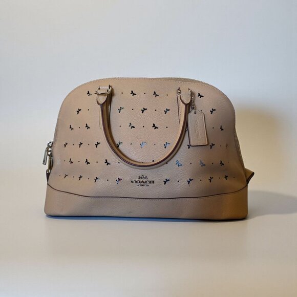 Coach Perforated Bow Crossgrain Leather Sierra Satchel 59344 SV/Beechwood - Picture 1 of 16